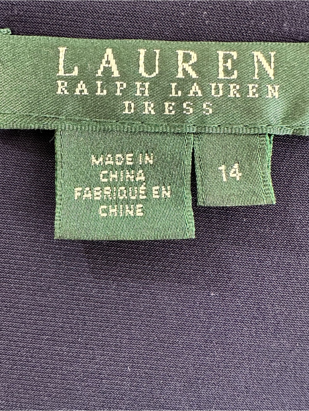Ralph Lauren Navy V-Neck Ruched Midi Dress size 14, plus size, minimalist - Picture 4 of 7